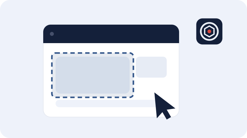 Dragging a selection to capture a region of the page.